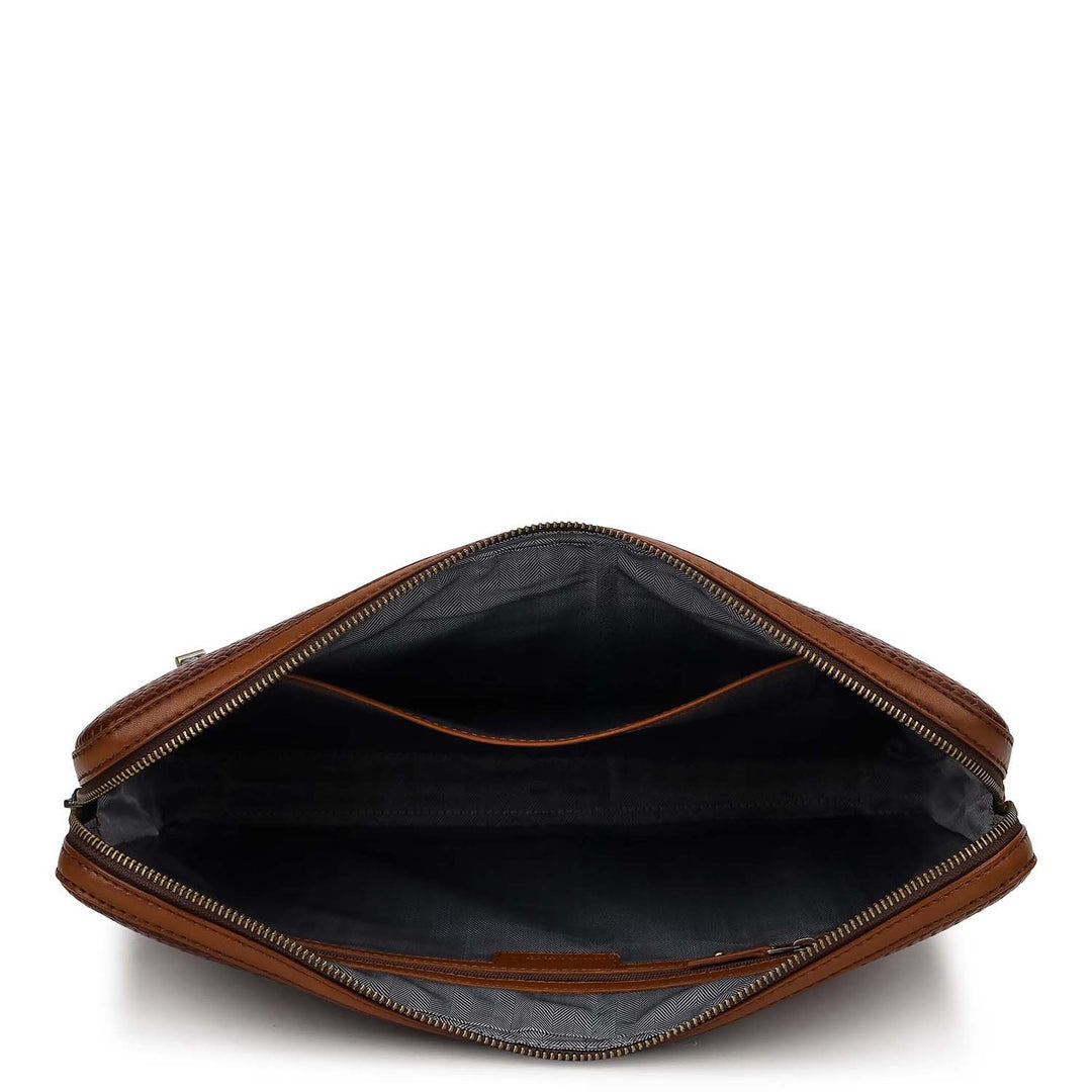 Mat-Weave Laptop Sleeve (M) - Cognac