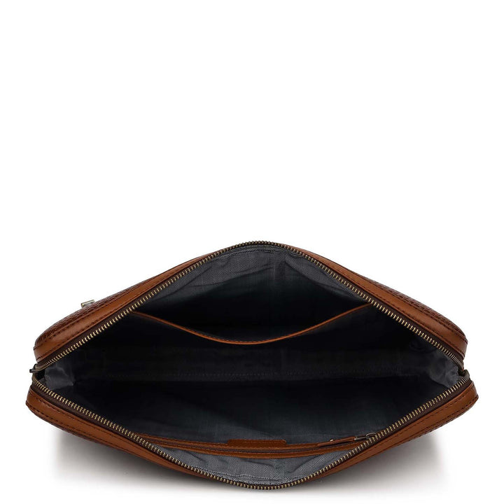 Mat-Weave Laptop Sleeve (M) - Cognac