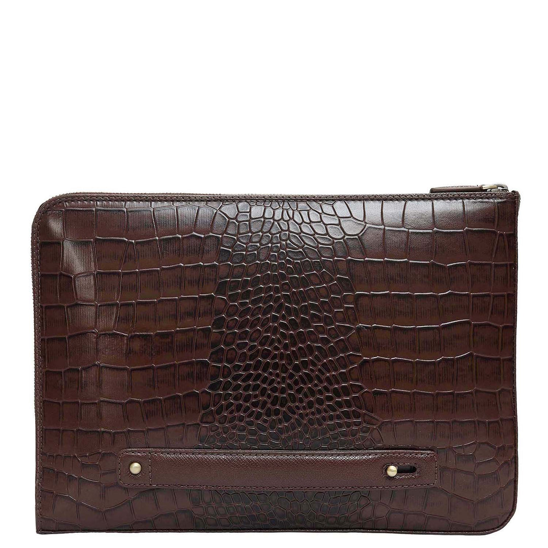 Croco Leather Laptop Sleeve (Medium) - Brown
