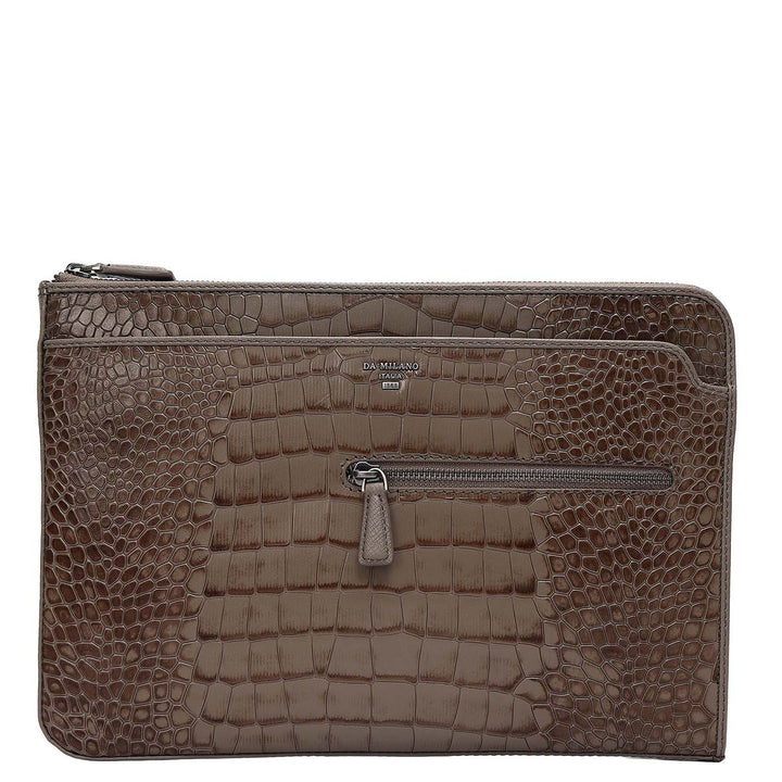 Croco Leather Laptop Sleeve (Medium) - Smoke Grey