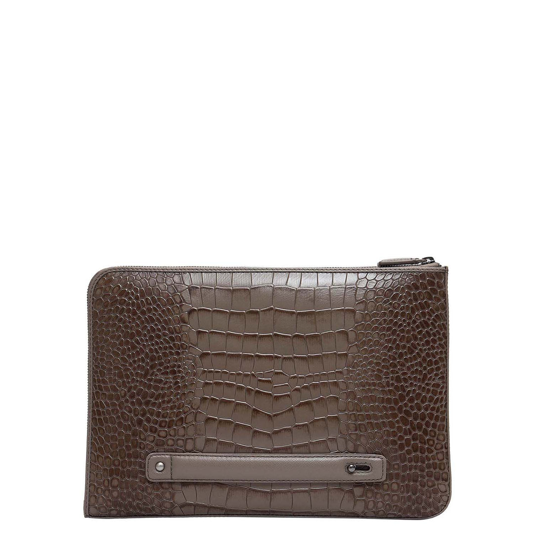 Croco Leather Laptop Sleeve (Small) - Smoke Grey