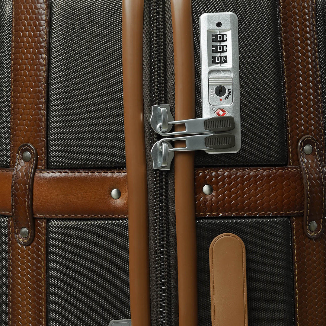 Medium PC Mat Emboss Leather Trolley - Bronze & Cognac