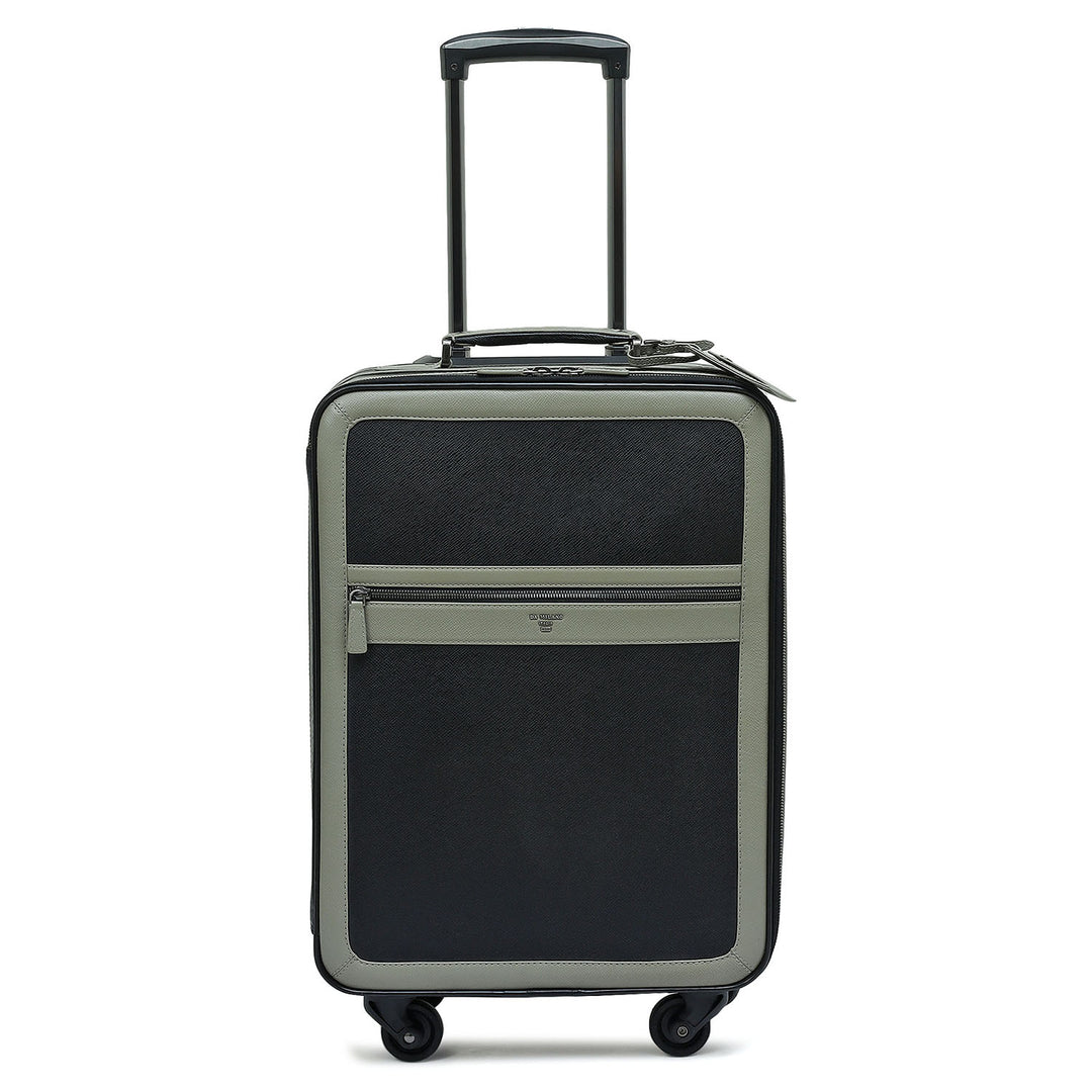 Franzy Leather Travel Trolley - Black