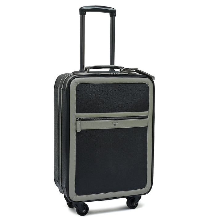 Franzy Leather Travel Trolley - Black