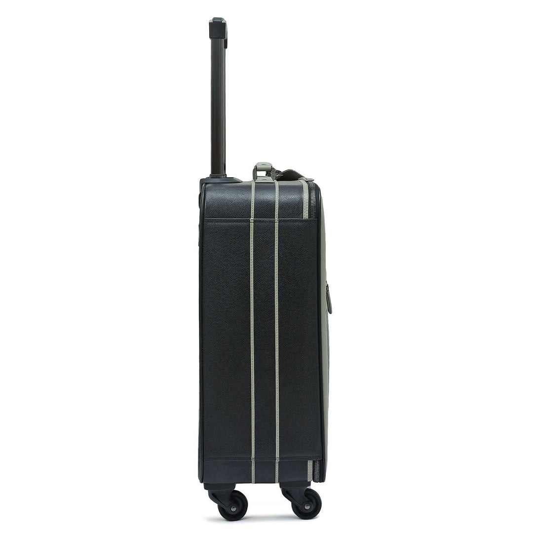 Franzy Leather Travel Trolley - Black