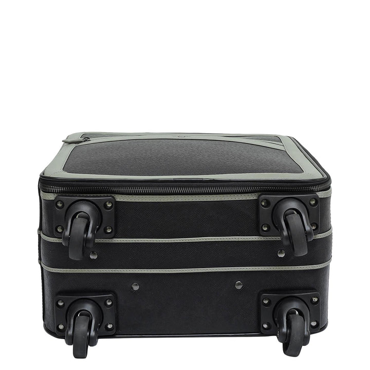 Franzy Leather Travel Trolley - Black