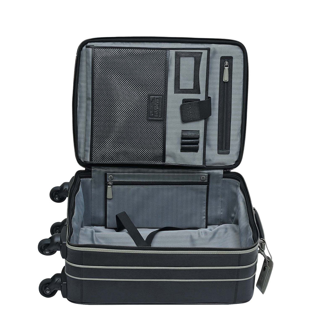 Franzy Leather Travel Trolley - Black
