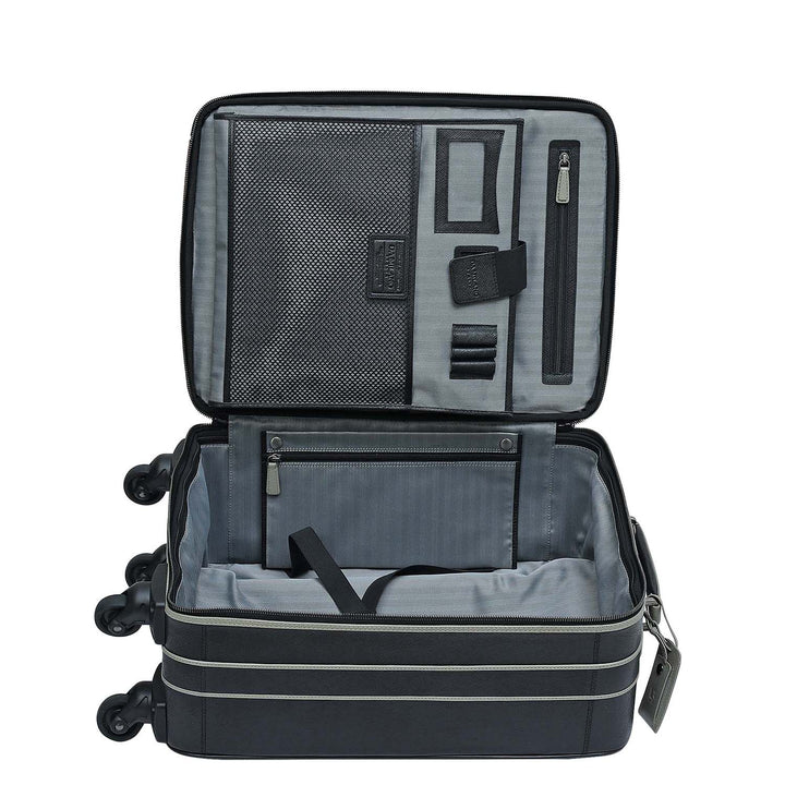 Franzy Leather Travel Trolley - Black