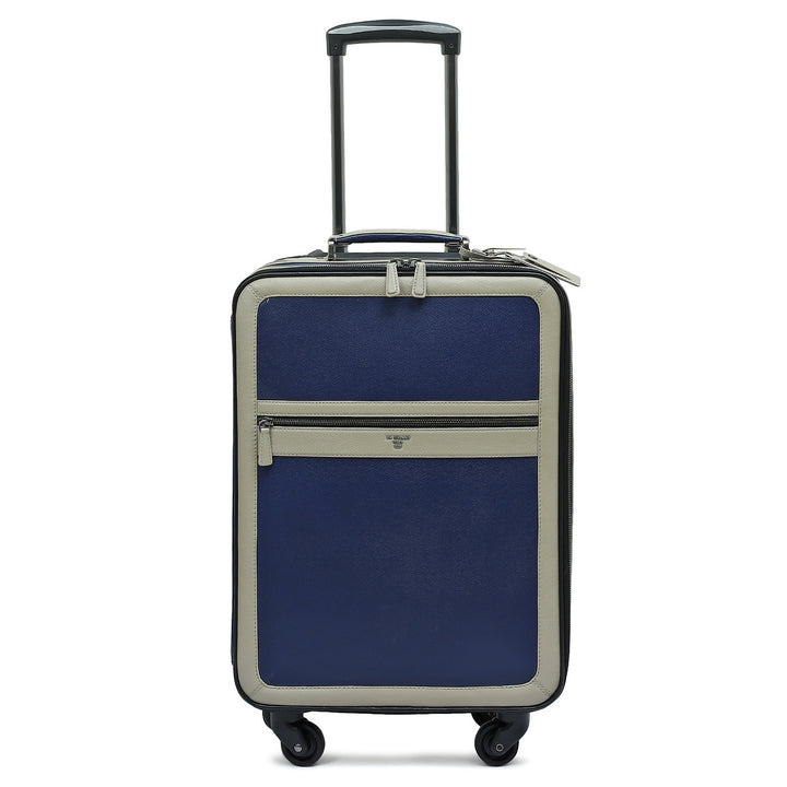 Franzy Leather Travel Trolley - Ink Blue