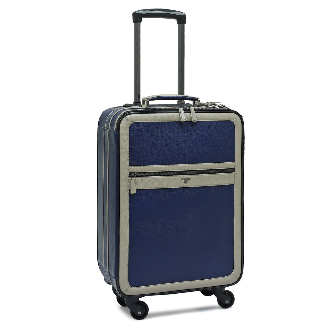 Franzy Leather Travel Trolley - Ink Blue