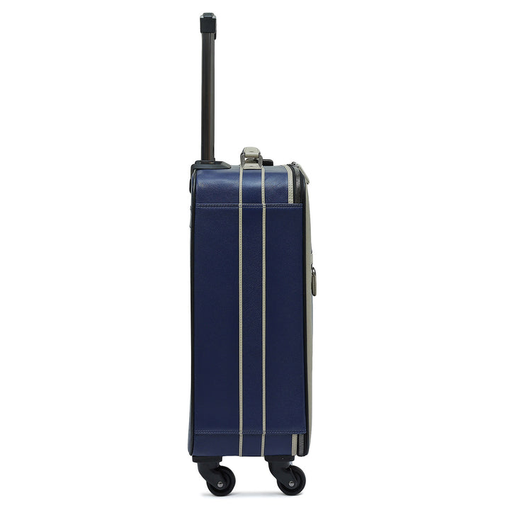 Franzy Leather Travel Trolley - Ink Blue