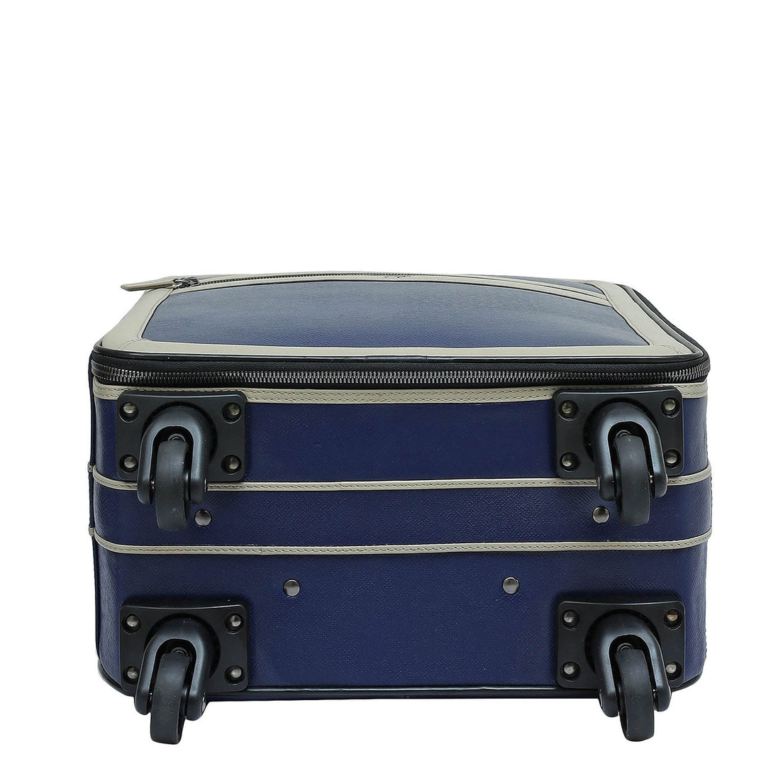 Franzy Leather Travel Trolley - Ink Blue