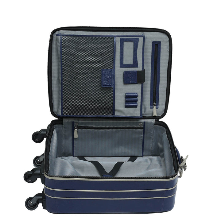 Franzy Leather Travel Trolley - Ink Blue