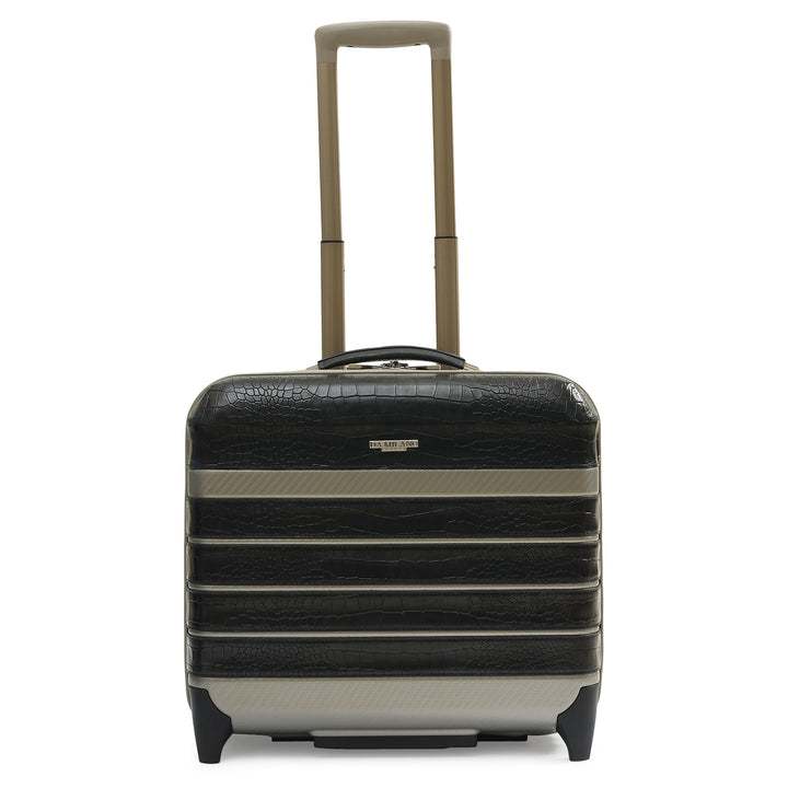 PC Croco Leather Overnighter Trolley - Black