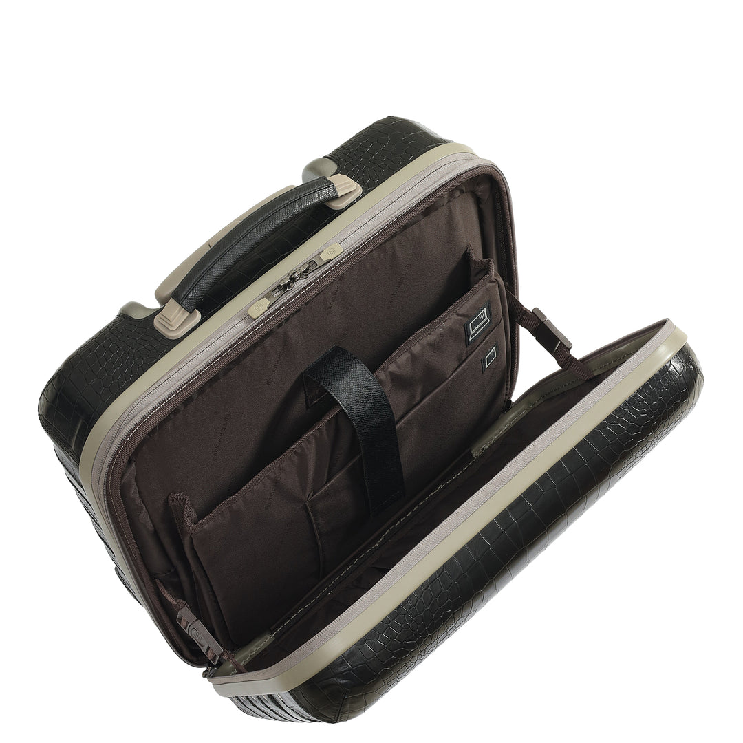 PC Croco Leather Overnighter Trolley - Black