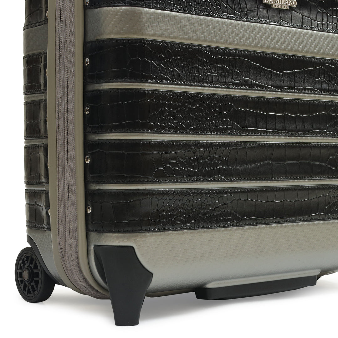 PC Croco Leather Overnighter Trolley - Black