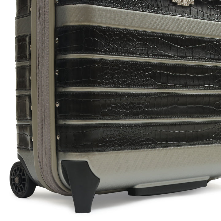 PC Croco Leather Overnighter Trolley - Black