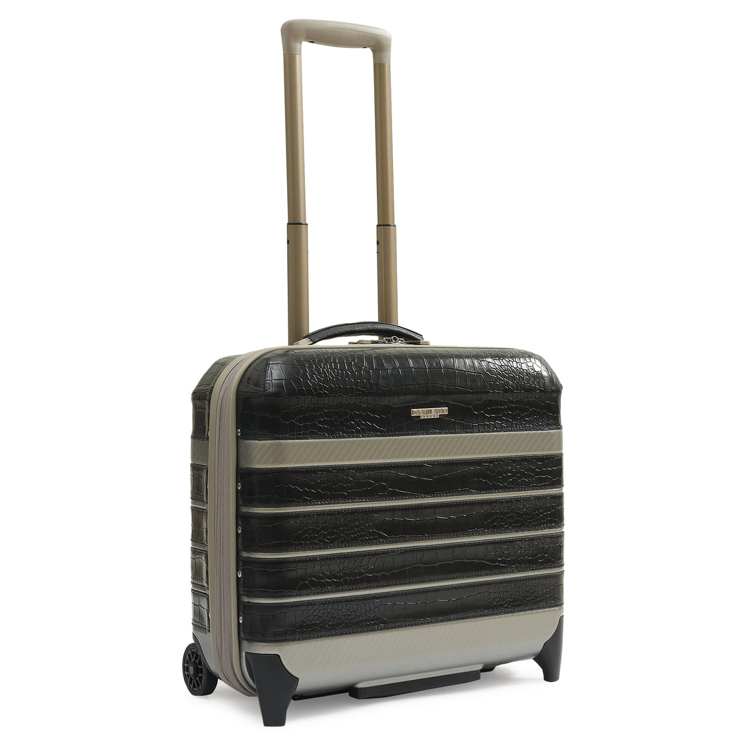 PC Croco Leather Overnighter Trolley - Black