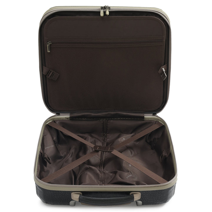 PC Croco Leather Overnighter Trolley - Black