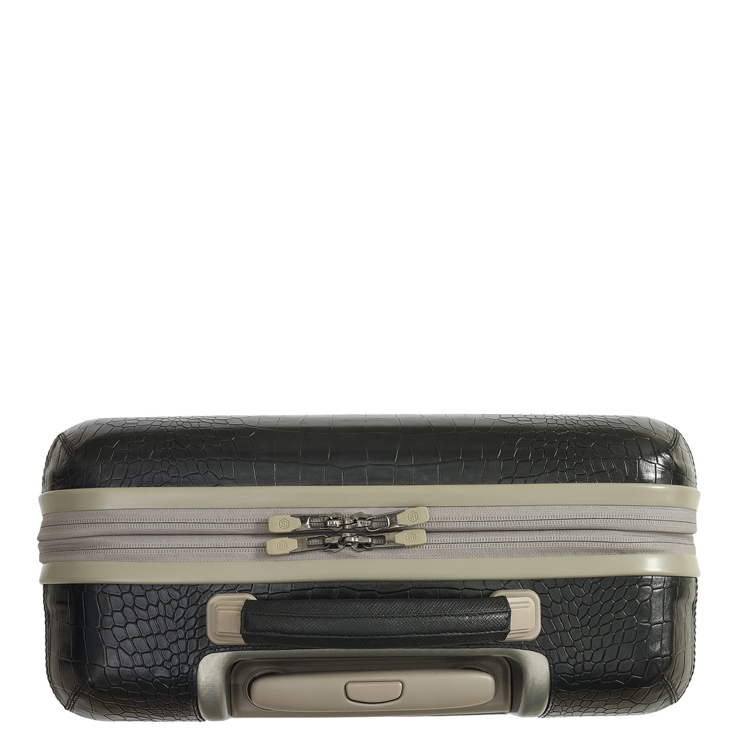 PC Croco Leather Overnighter Trolley - Black