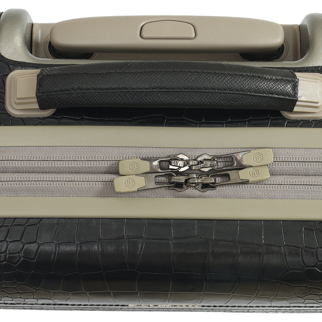 PC Croco Leather Overnighter Trolley - Black
