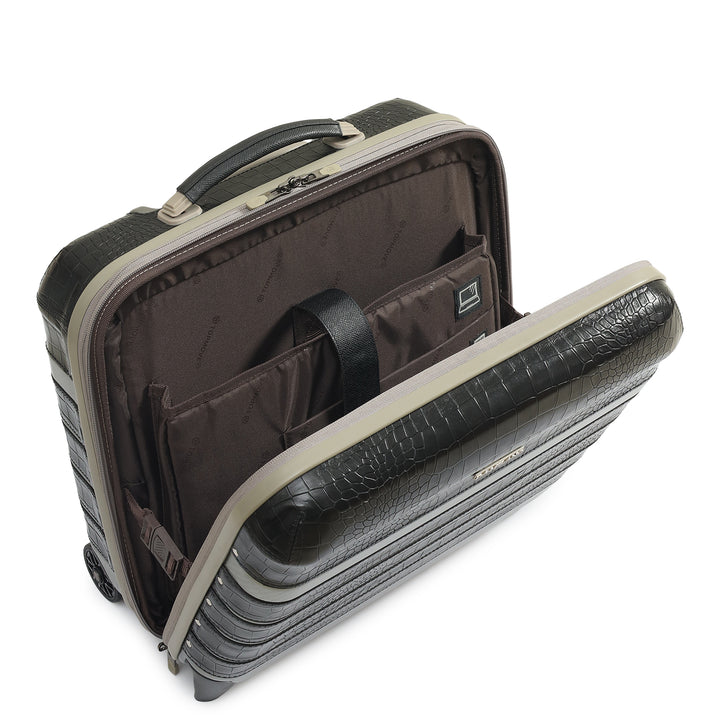 PC Croco Leather Overnighter Trolley - Black