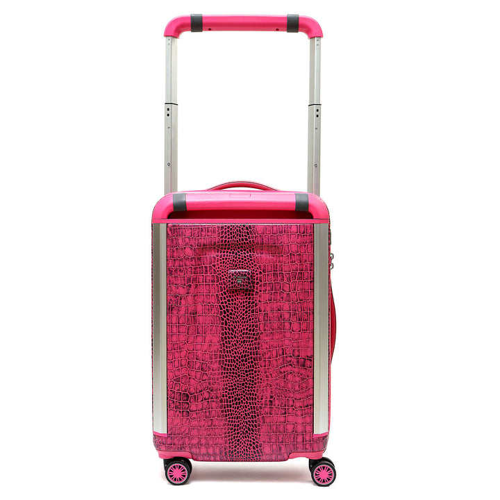 Croco Leather Check-in Medium Trolley - Majenta