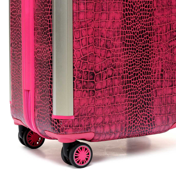 Croco Leather Check-in Medium Trolley - Majenta