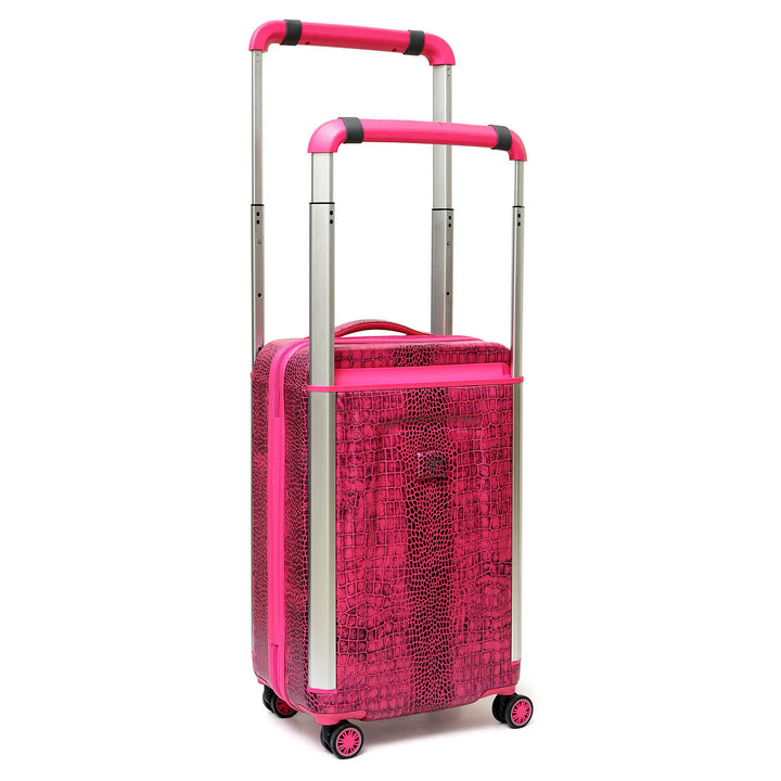 Croco Leather Check-in Medium Trolley - Majenta