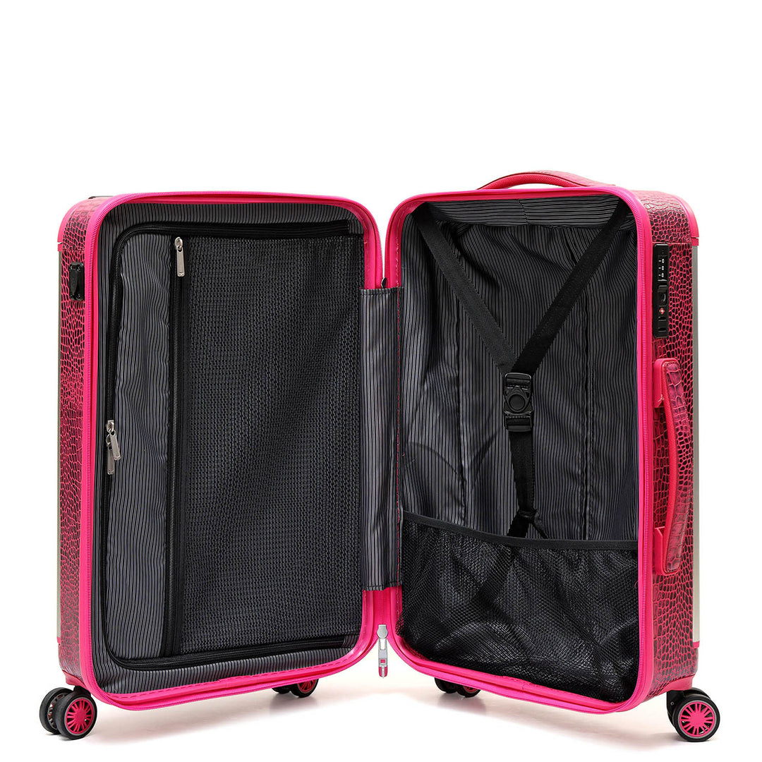Croco Leather Check-in Medium Trolley - Majenta
