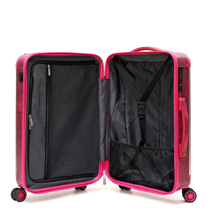 Croco Leather Check-in Medium Trolley - Majenta