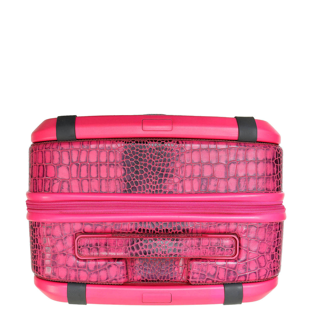 Croco Leather Check-in Medium Trolley - Majenta