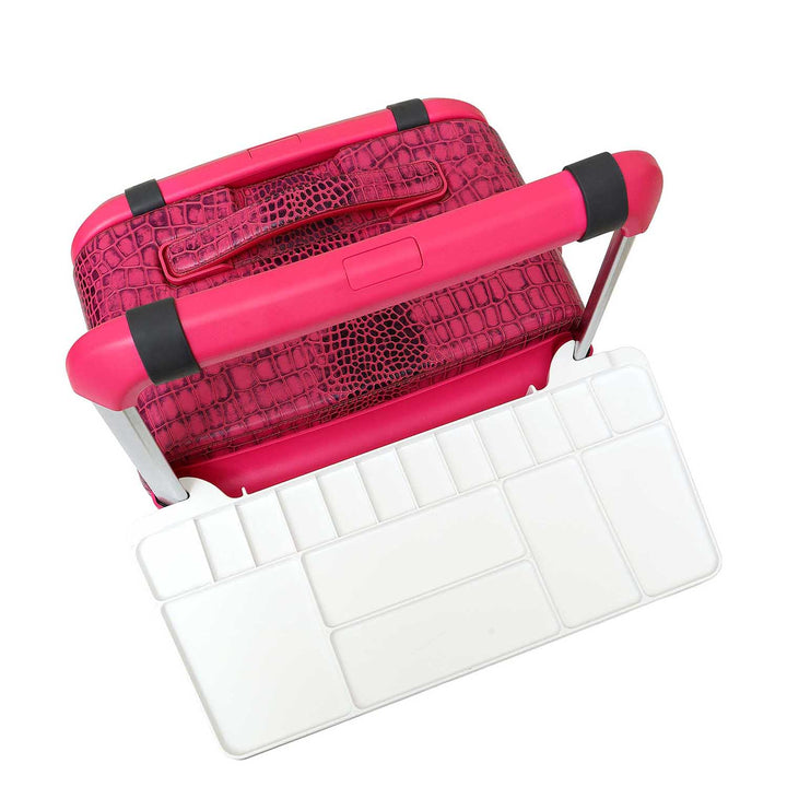Croco Leather Check-in Medium Trolley - Majenta