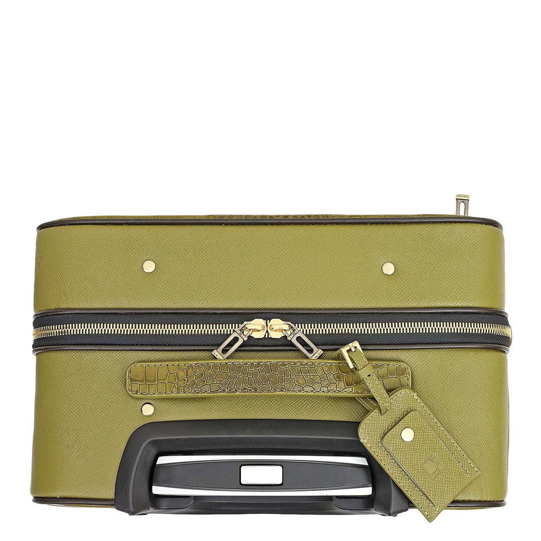 Croco Franzy Leather Trolley - Lime