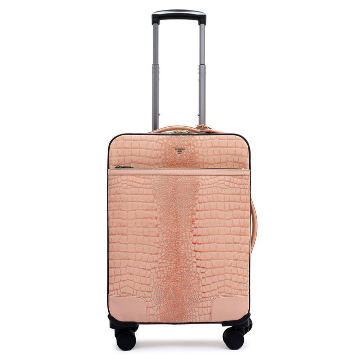 Croco Franzy Leather Trolley - Peach
