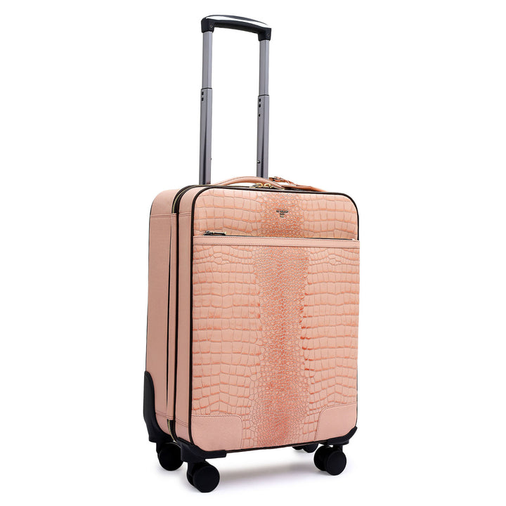 Croco Franzy Leather Trolley - Peach