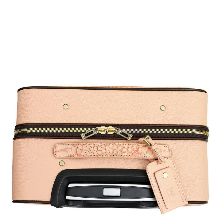 Croco Franzy Leather Trolley - Peach