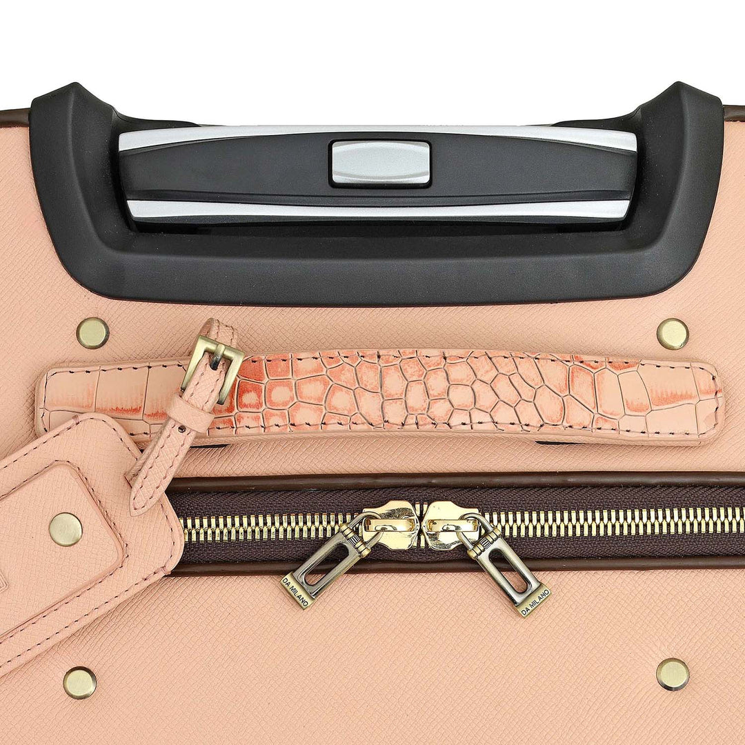 Croco Franzy Leather Trolley - Peach