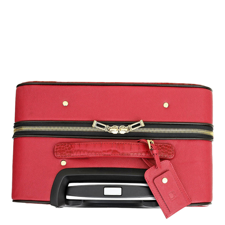 Croco Franzy Leather Trolley - Plumberry