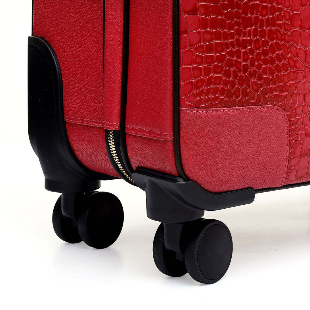 Croco Franzy Leather Trolley - Plumberry