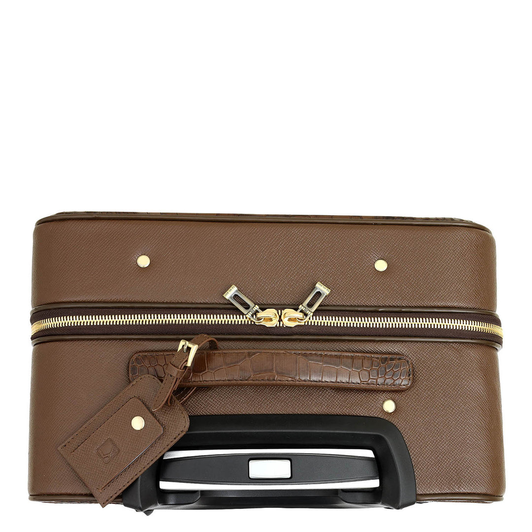 Croco Franzy Leather Trolley - Walnut