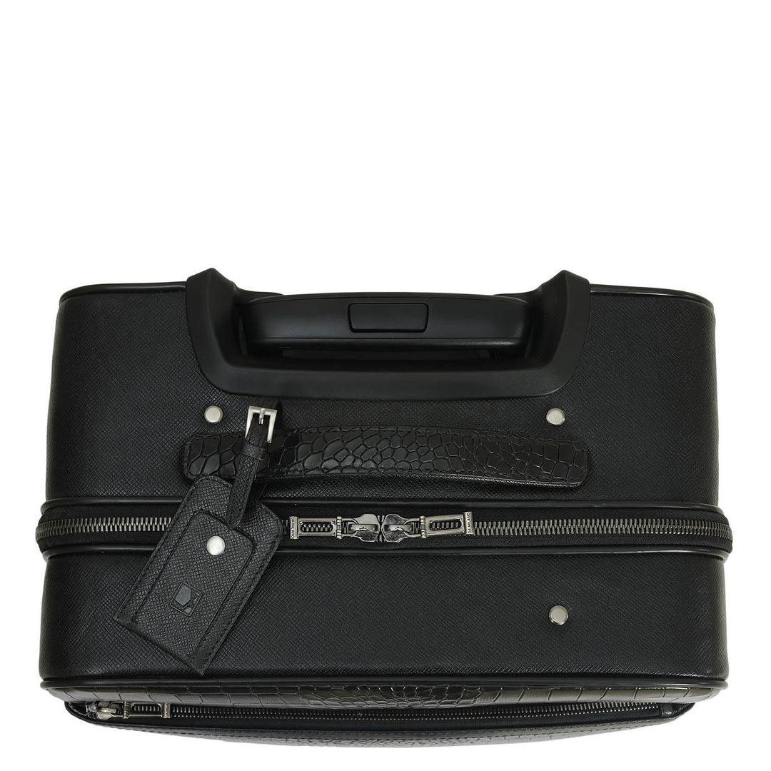 Croco Franzy Leather Trolley - Black