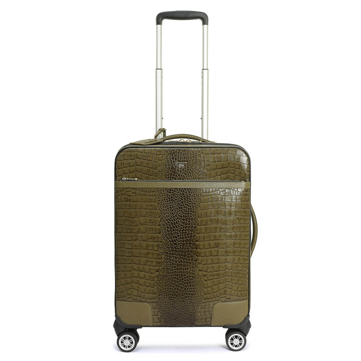 Croco Franzy Leather Trolley - Military Green