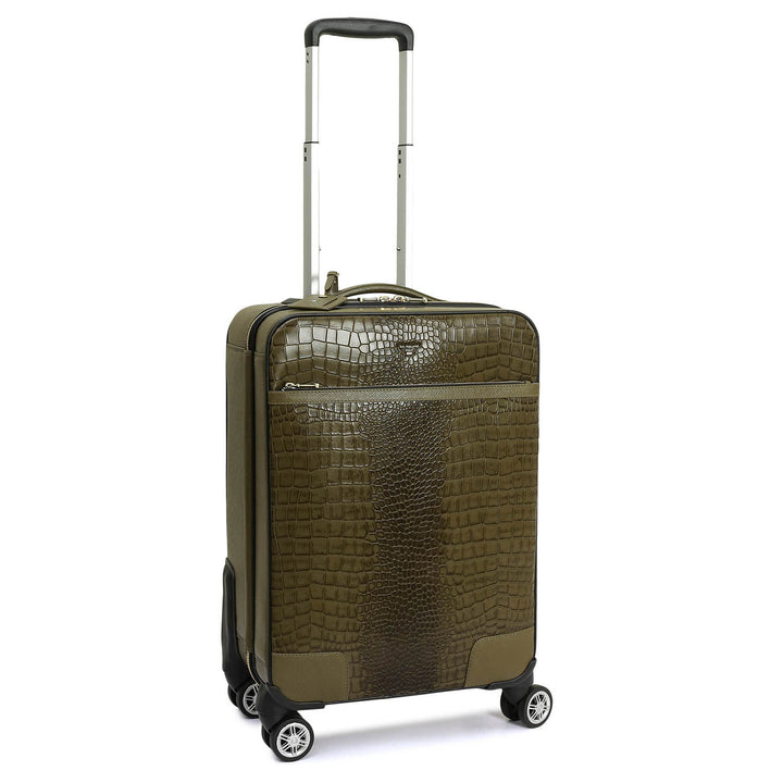 Croco Franzy Leather Trolley - Military Green