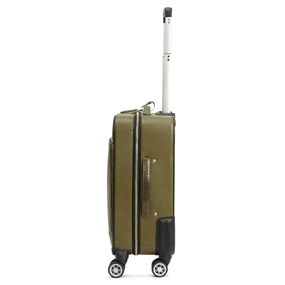 Croco Franzy Leather Trolley - Military Green