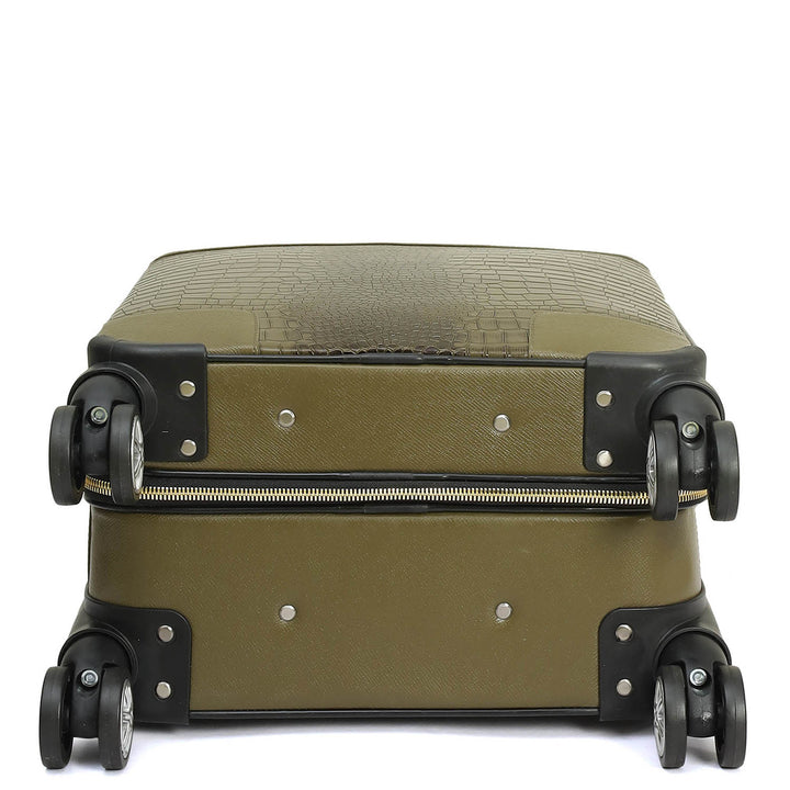 Croco Franzy Leather Trolley - Military Green