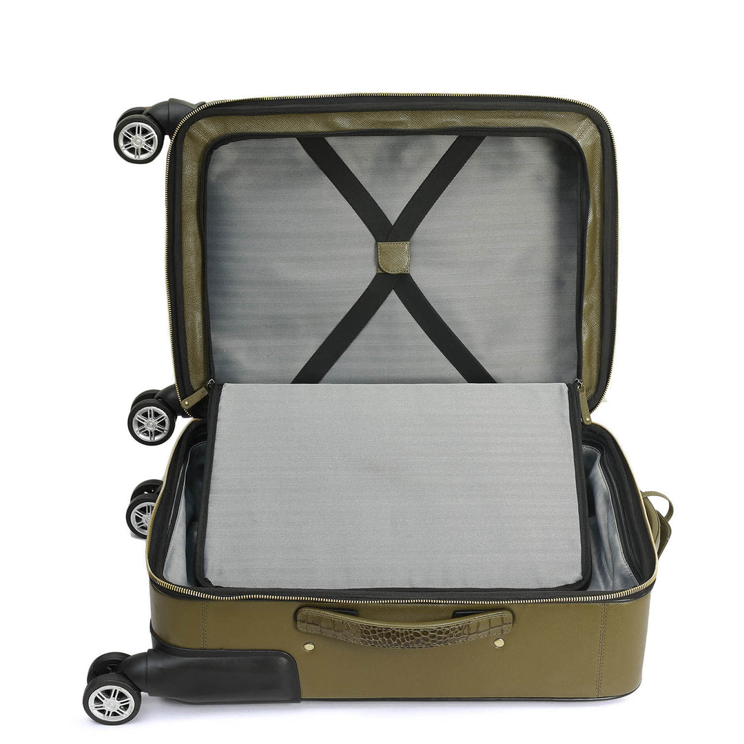 Croco Franzy Leather Trolley - Military Green