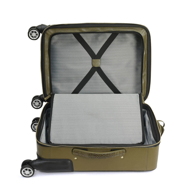 Croco Franzy Leather Trolley - Military Green