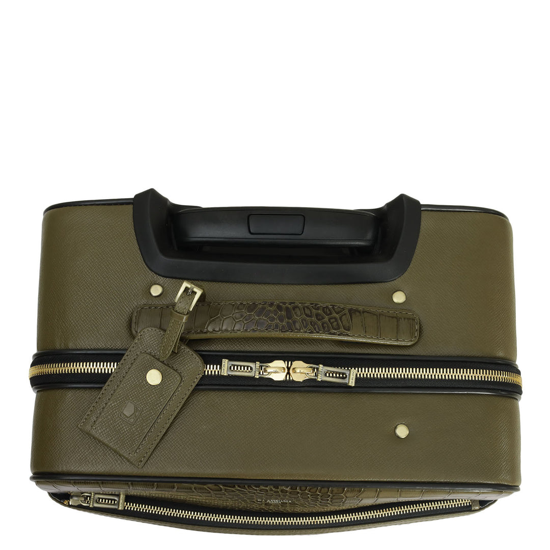 Croco Franzy Leather Trolley - Military Green