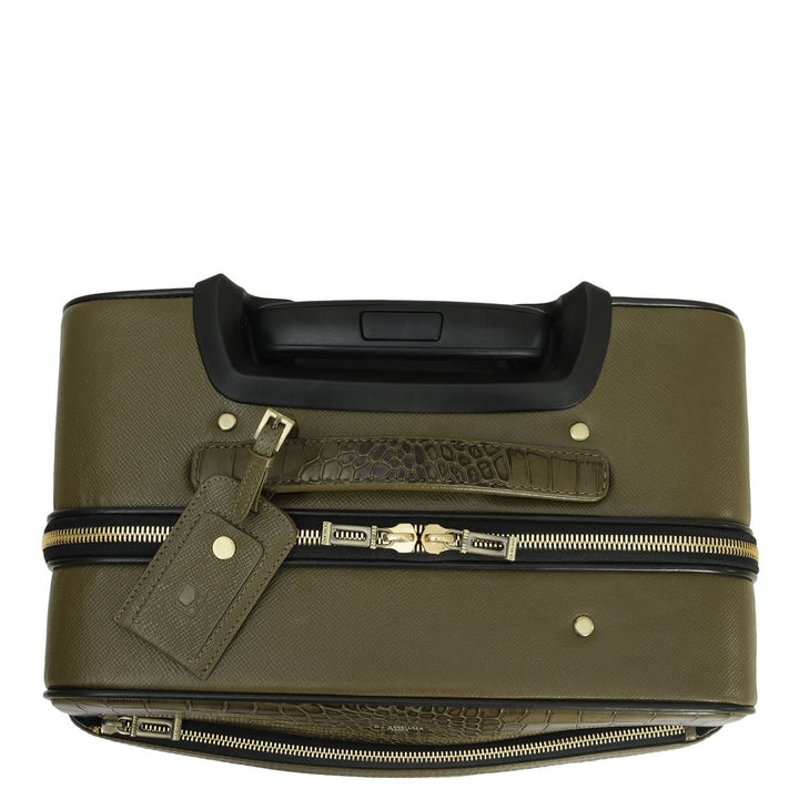 Croco Franzy Leather Trolley - Military Green
